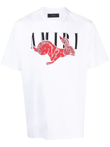 Amiri CNY Bandana Kaninchen Print T-Shirt in Weiß