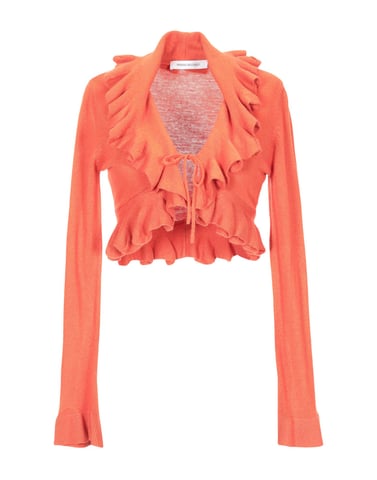 Pierre Balmain Orange Ruffle Knit Cardigan