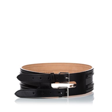 Vintage Alexander McQueen Wide Leather Belt Black