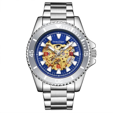 Limited Edition Swan & Edgar Hand Assembled Contemporary Skeleton Automatic Rose Steel
