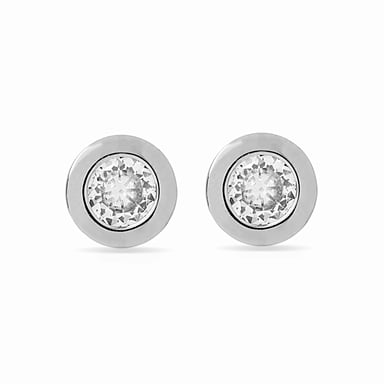 Luxenter Ohrringe, 925er Sterlingsilber und rhodinierter, glänzender Zirkoniaknopf