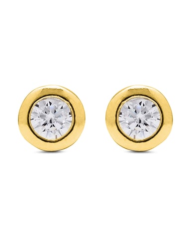 Luxenter Ohrring aus 925er Sterlingsilber mit glänzenden Zirkonen in 18K Gelbgold - Zaja
