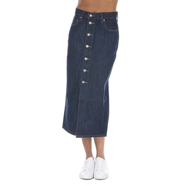 Jupe Mi-longue Boutonnée Levis Pour Femme en Indigo