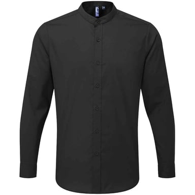 Premier Erwachsene Unisex Langarm Grandad Hemd (Schwarz)