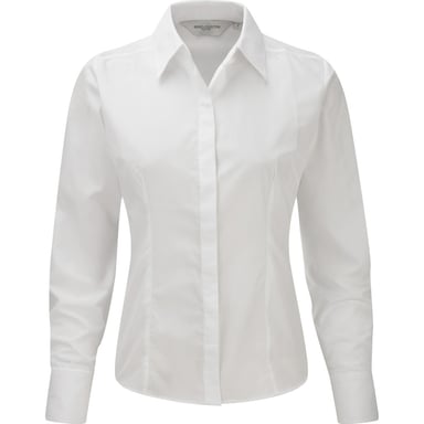 Russell Collection - Popeline-Bluse mit langen Ärmeln - Damen (Weiß)
