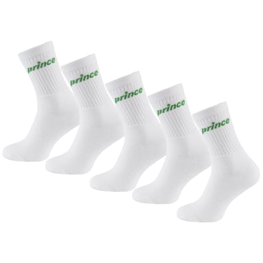 Prince Tennis 5er-Pack Herrensocken in Weiß/Grün