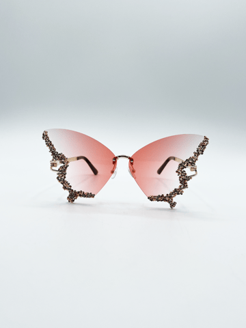 Butterfly Lens with Crystal Detail in Gradient Pink