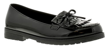 Platino Womens Flat Shoes Tumble Slip On black patent