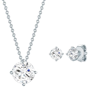 Set (necklace + stud earring) sterling silver embellished with swarovski crystals® white Rafaela Donata