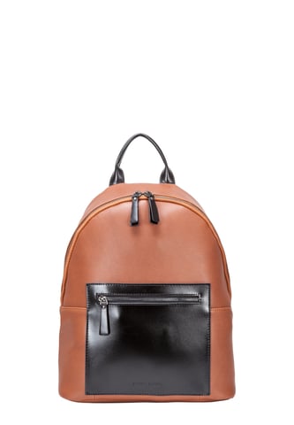 LEATHER TWO-TONE ZIP AROUND BACKPACK