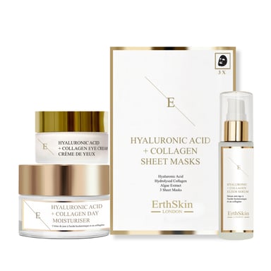 19. Hyaluronsäure & Collagen Tagcreme 50ml + Hyaluronsäure & Collagen Serum - 60ml + Hyaluronsäure & Collagen Maske - 3 Blätter+Hyaluronsäure + Collagen Pro Alternde Augentropfen 30ml