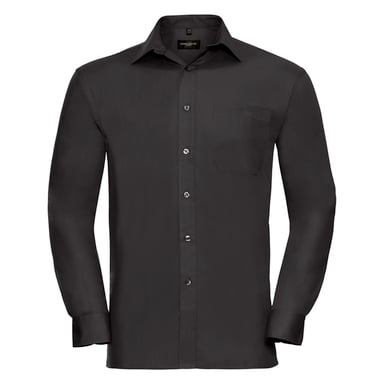 Russell Mens Long Sleeve Pure Cotton Work Shirt (Schwarz)
