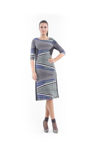 Stretchkleid mit Druck und Bahnen