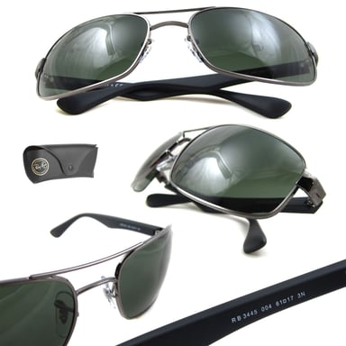 Rayban Sonnenbrille 3445 Gunmetal Grün 004