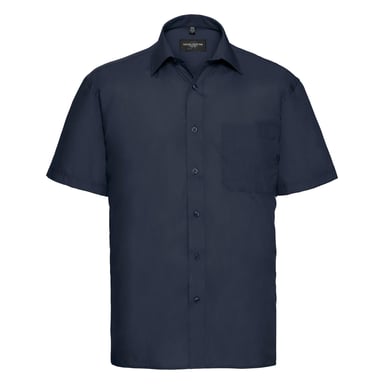 Russell Collection Popelin Herren Hemd, Kurzarm, pflegeleicht (Marineblau)