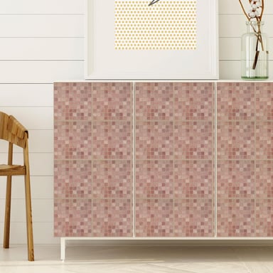 Vintage Pink Marble Mosaic Wall Tile Sticker Set - 15cm (6inch) - 24pcs one pack Self Adhesive DIY Wall Sticker