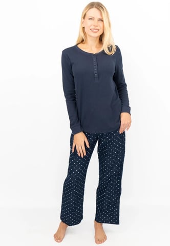 GAP Damen Pyjama Flanell Schlaf Set in Navy Polka Dot