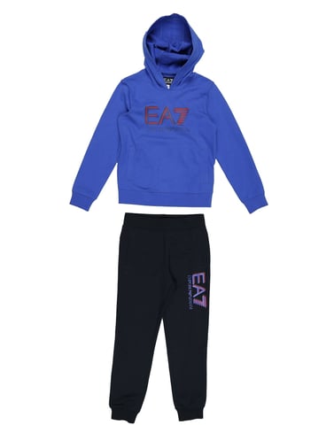 EA7 Blue Cotton Hoodie And Joggers Set