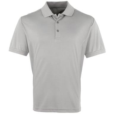 Premier Mens Coolchecker Pique Kurzarm-Polo T-Shirt (Silber)