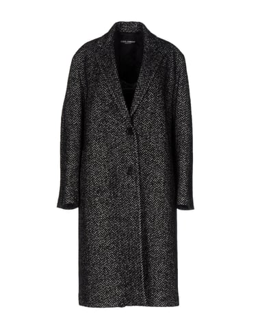 Dolce & Gabbana Black Virgin Wool Boucle Overcoat