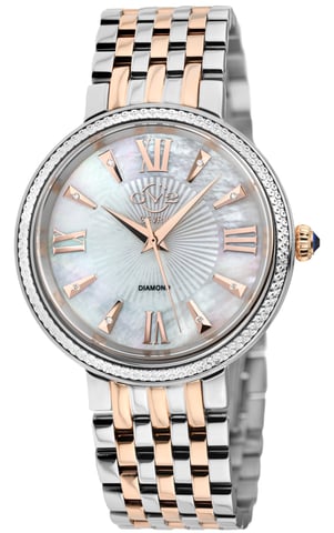 GV2 Damen Genoa 12535 Schweizer Quarz Perlmutt Diamant zweifarbig Edelstahl Uhr
