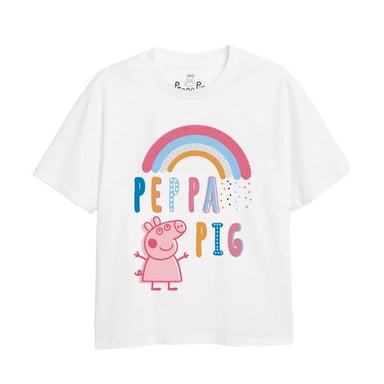 Peppa Pig Mädchen Doodle Outline T-Shirt (Weiß)