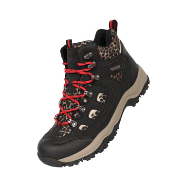Mountain Warehouse Womens/Ladies Adventurer Leopard Print Faux Suede Waterproof Walking Boots (Schwarz)