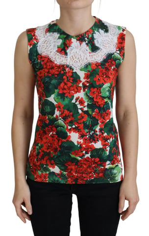 Dolce & Gabbana Damen Weiß Floral Wolle Spitzen Tank Top