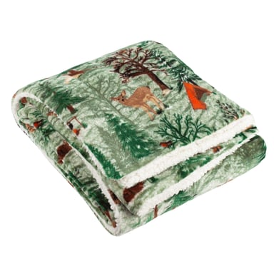 furn. Lodge Holz Sherpa-Fleece-Decke