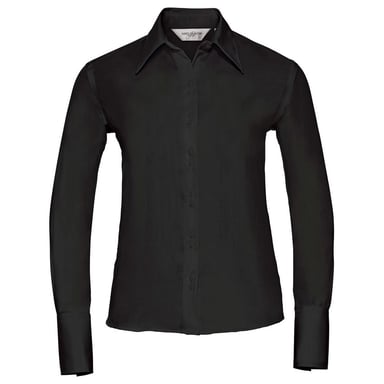 Russell Collection - "Ultimate" Hemd Bügelfrei für Damen Langärmlig (Schwarz)