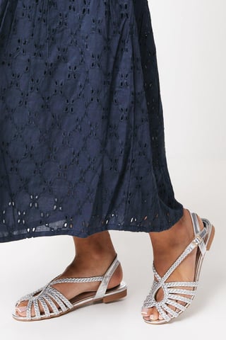 Bronte Plaited Slingback Peeptoe Flat Sandals