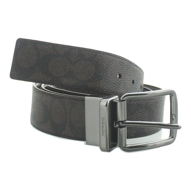 Coach Harness Buckle Cut-To-Size Reversible Mahogany Belt