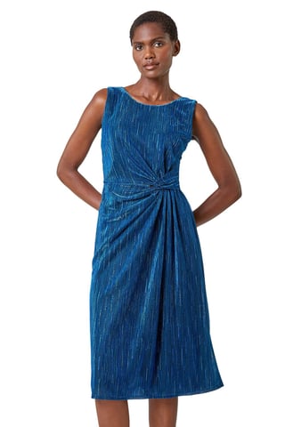 Shimmer Plisse Side Twist Dress