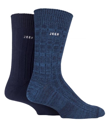 Herren Baumwolle Kleid Socken | Jeep | Midweight Knit Geist Socken, lässig gerippte Muster jeden Tag Socken - Navy / Teal