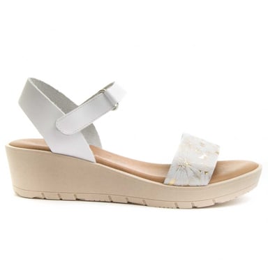 Confortable wedge sandal Purapiel in White