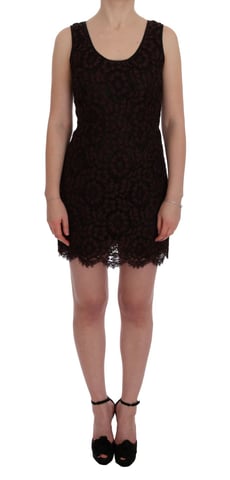 Dolce & Gabbana - Robe fourreau Ricamo en dentelle florale bordeaux pour femme