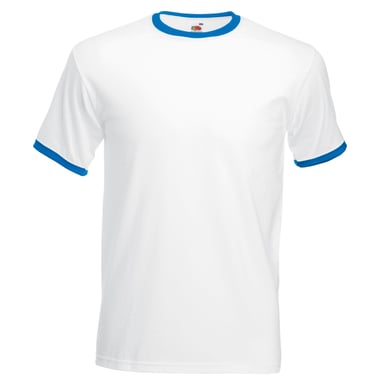 Fruit Of The Loom Herren Ringer T-Shirt (Weiß/Königsblau)