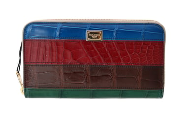 Dolce & Gabbana Portefeuille continental en cuir crocodile multicolore pour femme