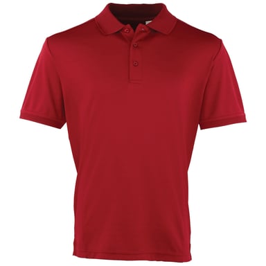 Premier Mens Coolchecker Pique Short Sleeve Polo T-Shirt (Burgund)