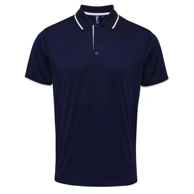 Premier Mens Coolchecker Kontrast Pique Polo Shirt (Marine/Weiß)