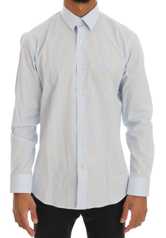 Cavalli Light Blue Stretch Slim Fit Dress Shirt