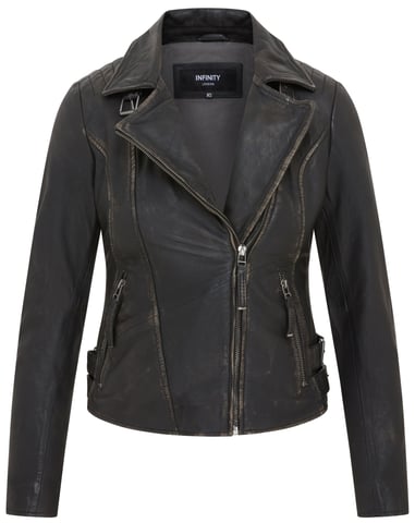 Brando Bikerjacke aus schwarzem Leder für Damen – Finnsnes