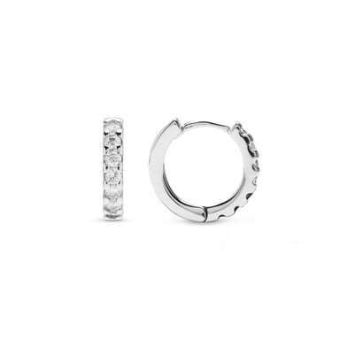 Luxenter Creolenring, 925er Sterlingsilber und rhodinierte, glänzende Zirkoniasteine