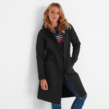 Enya Womens Softshell Long Jacket Black