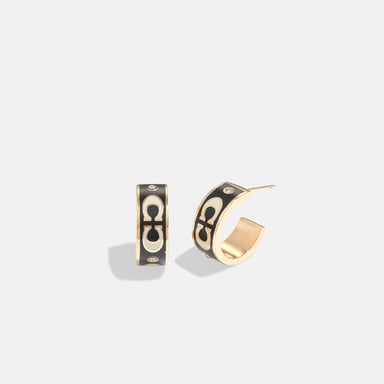 Kissing C Small Enamel Huggie Earrings