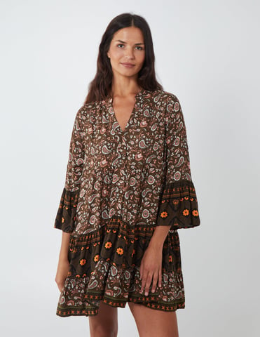 Paisley hilow hem smock tunique