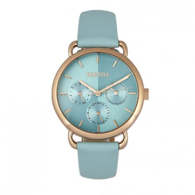 Bertha Gwen Lederarmbanduhr mit Tag/Datum