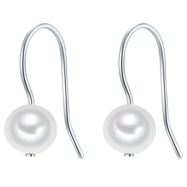Drop earring sterling silver freshwater cultured pearl white Valero Pearls