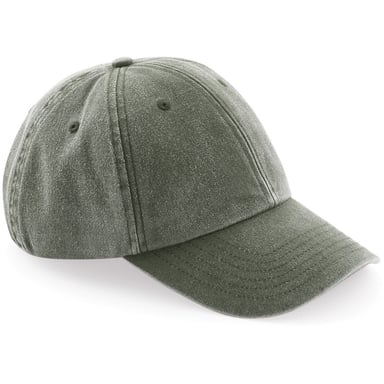Beechfield Unisex-Mütze mit niedrigem Profil im Vintage-Denim-Look (Vintage-Olive)