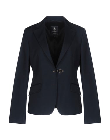 Fay Dark Blue Cotton Single Breasted Blazer